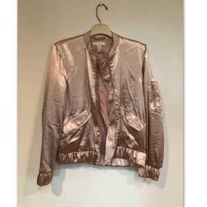 Metallic Rose Gold Bomber Jacket